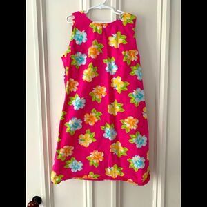 Pink floral cotton dress L
